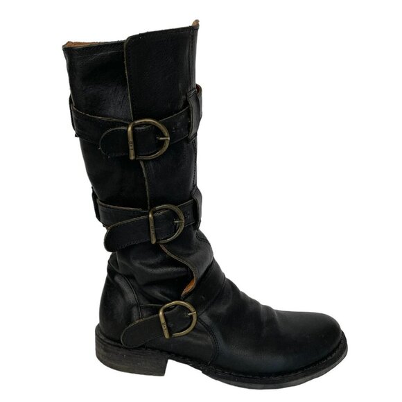 Fiorentini + Baker Shoes - Fiorentini + Baker Leather Knee High Eternity Boots Triple Buckle Strap Black 5